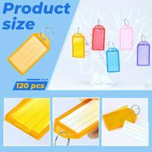 120 Pcs 8-Color Plastic Key Tags With Ring, Label Window & Labels - Ideal Key Identifiers For Luggage, Backpacks & Items