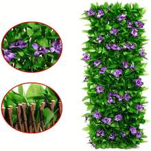 Outdoor Decor Essential! 6.56ft Expandable Artificial Ivy & Orchid Fence – Realistic Greenery With White Orchids, Durable Vinyl, Ideal For Garden Concealment, Wedding Backdrops & Patio Privacy, Transforms Spaces Instantly - Hoa lan tím - Xem 3