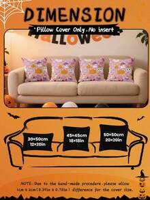 1/2/4pcs Cute Ghost Pillow Cover, Halloween Cushion Cover, Spooky Halloween Bedding Decor, Soft Accent Cushion Case, Single‑Sided, Without Insert, Zipper Closure, For Sofa, Bedroom Living Room, Halloween Party, Soft And Breathable, Home Textile - Multicolor - View 5