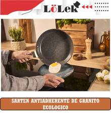 Sartén antiadherente de granito ecológico 24 y 28 cm LoLek, sin PFOA, mango antideslizante, apta para inducción, gas, vitrocerámica y eléctrica, resistente y fácil de limpiar - Negro - Ver 4