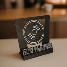 1 pezzo Supporto per dischi in vinile neri, supporto in legno nero, design super cool, può contenere 4-8 copertine di album