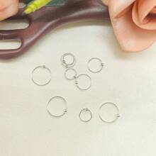 1pc 6mm/8mm/10mm 925 Sterling Silver Hypoallergenic Nose Ring, 2.0mm Ball Nose Piercing Hoop, Women Jewelry