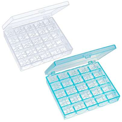 25 Cajas de Almacenamiento de Bobinas Vacías Azules Transparentes de Plástico para Accesorios de Máquina de Coser DIY para el Hogar