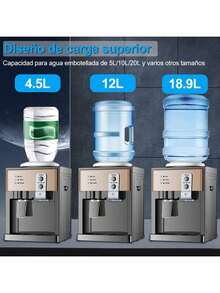 Dispensador de agua, dispensador de agua, dispensador de agua 3 en 1, agua caliente, fría y tibia, calentamiento instantáneo y rápido, temperatura constante automática, carcasa de acero inoxidable para evitar quemaduras, apagado automático antisecado, ahorro de energía, adecuado para botellas de agua de varios tamaños, base cerrada para evitar la contaminación del suministro de agua, mantiene limpia la fuente de agua, extraíble para limpieza, color champán, de alta gama, adecuado para cocina, encimera, dormitorio u oficina - Tipo de Enchufe A USA (110-127V) - Ver 5