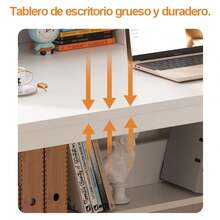 Mesa escritorio oficina color blanco moderno 120 cm para pc trabajo estudio organización hogar muebles decoración minimalista fácil armado superficie amplia resistente accesorios computadoras despacho - Blanco - Ver 4