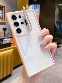 透明亚克力防震保护壳,带隐藏式镜头支架,适用于三星 Galaxy S26 Ultra、S25、S24 Ultra、S22 Ultra、S23 - 粉色 - 查看 4