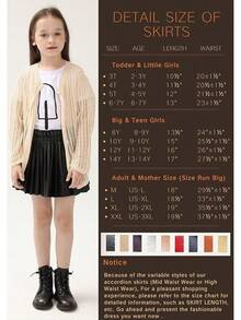 Leather Skirts For Girls Kids & Teen & Toddler & Women Faux Leather Pleated Skirts - 紅色 - 查看 2