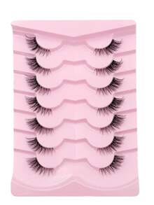 7对猫眼假睫毛，透明睫毛柄，蓬松柔软3D仿貂毛猫眼假睫毛，打造自然柔和的妆容 - 眼尾拉長款 - 查看 7