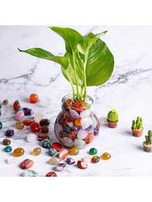 Assorted Natural Crystal Crushed Stones Mix - Multi-Color Crystal Mix, Size: 0.5-0.9cm/0.19-0.47in, Hole-Less, For Aquarium Decor, Terrarium Filler, Potted Plant Decor, Jewelry Making And Wishing Bottles - Multicolor - View 8