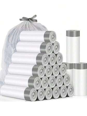 75pcs Extra Large Thickened Trash Bags With Drawstring, White Garbage Bags For Kitchen, Home, Office, Bedroom, Bathroom 4 Gallon Liners, Convenient To Carry (Also Available 1pc Trial Pack)