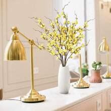 Artificial Cherry Blossom Flowers 4 Pcs Faux Cherry Blossom Stems Faux Silk Cherry Blossom Branches 41'' Fake Flowers Long Stems For Vase Arrangements Home Wedding Table Decor (Pink) KF - 黃色 - 查看 2