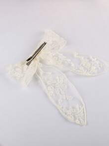 1pc Beige Lace Bow Hair Clip, Suitable For Daily Use Claw Clips Hair Claws Hair Barrettes, School Stuff, Elegant, College, Winter Outfit For Women, Bows, Cute, Classy, Head Accessories, Hair Accessories For Women - White - View 5