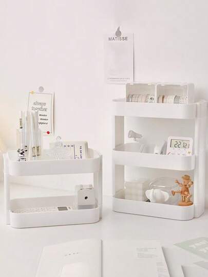 1pc Desktop Organizer Rack, Multi-Layer Storage Shelf, Bedside Bookshelf, Student Desk Office Computer Desk Organizer, Cosmetic Display Rack, Suitable For Dorm, Bathroom, Kitchen, Bedroom, Desk Organizer, Office Desk Storage Box, Cosmetic Storage Box, Organizer And Storage