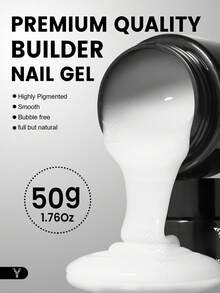 YOKEFELLOW 50g Builder Nail Gel For Nail Extension & Strengthening, Jelly White Builder Gel Soak Off UV LED Long Lasting Thickening Gel, Ideal For Salon Use & Holiday Gifts For Women Girls NEW YMH02