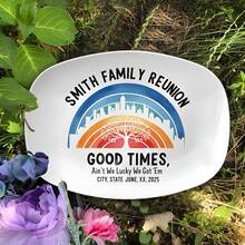 طبق تذكاري شخصي لحفل إعادة التجمع العائلي 2025 - طبق تذكاري مخصص، ديكور مطبخ شجرة نمط ، هدية لحفل تجمع عائلة سميث - متعدد الألوان - مشاهدة 3