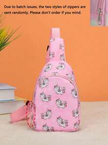 1 pieza Mini bolso de pecho/bandolera/monedero lindo de cierre con cremallera de nailon con diseños de unicornio/sirena/dinosaurio/espacio, adecuado para uso diario - Bolso de pecho con estampado de dibujos animados - Ver 18