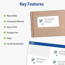 Half-Sheet Printable Shipping Labels, 5.5" X 8.5" Customizable Stickers, White, 50 Blank Mailing Labels, Great For Mailing, Shipping, Organizing, And More (8126) - 100 nhãn - Xem 2