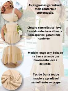 Vestido plus size Iris longo de alça  Simples    elegante  Casual    Tecido    Bainha com babado    Casamento  Noite  Festa de aniversário  Namorando    verão - Preto - Visão 5