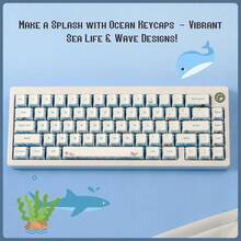 SS Cherry Profile PBT Keycaps Blue Abyssal Revelry Anime Key Caps Set 143 Keys5Sided DyeSublimation Custom Key Cap Compatible For 60 65 75 100 Percent MX Switches Mechanical Gaming Keyboards - 藍波 - 查看 2