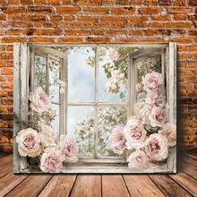 Vintage French Country Roses Canvas Wall Art With Wooden Frame, 11.8x15.7 Inches – Shabby Chic Floral Design For Living Room, Bedroom, Kitchen, Or Office Decor, Rose Decor
