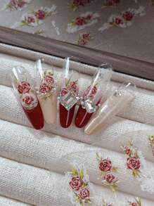 1 Sheet 3D Lily Flower & Butterfly Design Nail Art Stickers Decals Decoration