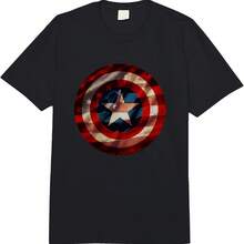 Marvels Comics Captains Americas Graphic Flag Fill Shield Comforts Colors Adult Heavyweight T-Shirt - màu đen - Xem 1