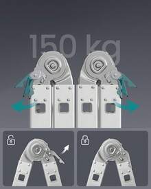 SONGMICS Ladder, Multi-Purpose Folding Ladder, Step Ladder, Aluminium Household Ladder, 4 X 4 Steps, Support Up To 150 Kg, 16 Steps, 6-In-1 Ladder, 430 Cm Long, Silver - Silver - View 2