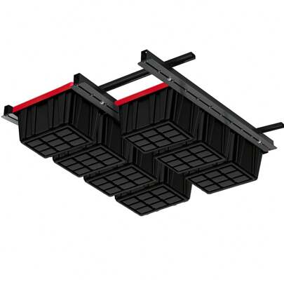 Overhead Adjustable Storage Bin Rack Tote Brackets Garage Ceiling Rail Organiser