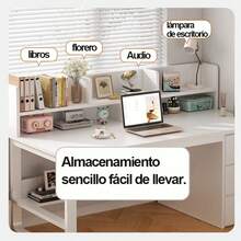 Mesa escritorio oficina color blanco moderno 120 cm para pc trabajo estudio organización hogar muebles decoración minimalista fácil armado superficie amplia resistente accesorios computadoras despacho - Blanco - Ver 8