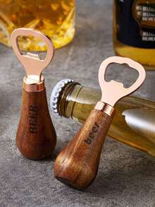 Customized Beer Bottle Opener, Wooden Handle Creative Upright Stainless Steel Bottle Opener, Hotel/Restaurant/Bar Supplies, Multifunctional Promotional Gift, Suitable For Beer Festivals, Holidays And Events, Customized Soda Bottle Opener, Halloween Party Celebration Bottle Opener Tool - Ginger - View 3