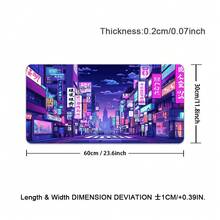 1 Stück Japanische Straßen Schreibtischunterlage - Lebendiges lila Retro Anime Gaming Mauspad, große Gummi Tastatur Maus Schreibtischunterlage, perfekt für Büro, Zuhause und Gaming Setups, Gaming Schreibtisch Zubehör, lebendige Schreibtischunterlagen