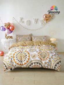 3pcs/set Mandala Pattern Duvet Cover Set (1pc Comforter Cover, 2pcs Pillowcase), Polyester Bedding Set For Home - Multicolor - View 1