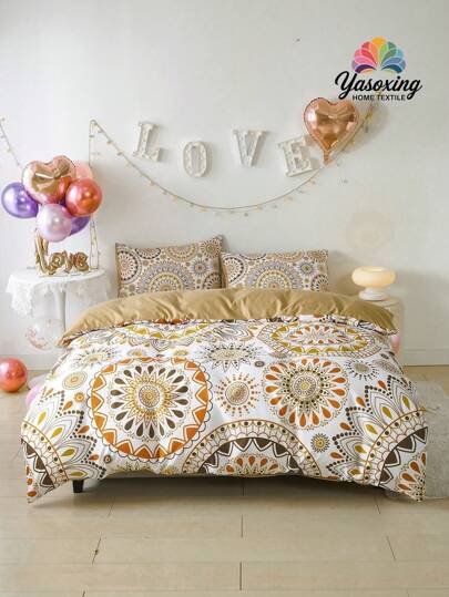 3入組/套曼陀羅圖案被套套裝2入組滌綸床上用品