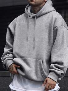 Nueva Sudadera con Capucha de Hombre con Estampado de Conejo de Moda, Camisa de Manga Larga a Cuadros Casual, Adecuada para Primavera y Otoño Invierno - Gris - Ver 5