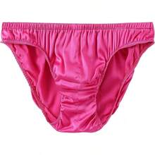 Men's Silk Satin Briefs Bikini Underwear Bulge Enhancing Panties Men UnderpantsChristmas PHWO - Rose Violet - View 1