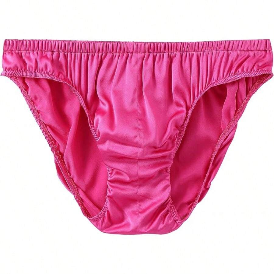 Men's Silk Satin Briefs Bikini Underwear Bulge Enhancing Panties Men UnderpantsChristmas PHWO - Rose Violet - View 1