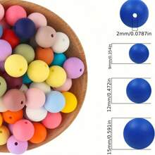 Silicone Beads 9/12/15mm Gritty Transparent - 105pcs DIY Jewelry Making Beads For Bracelets, Necklaces, Keychains, Shockproof & Durable Craft Beads