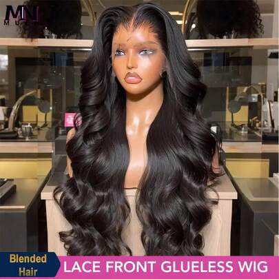 180% 密度自然黑色波浪蕾丝前假发混合头发 13x4 高清透明深波浪蕾丝前假发预拔自然发际线带婴儿头发 8-34 英寸自然色波浪蕾丝前假发适合日常使用无胶预剪湿发和波浪戴上即可使用