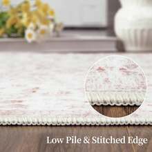 Washable Rug For The Living Room, Vintage Floral Rug, Soft, Non-Slip, Stain-Resistant, Boho Rug For Bedroom, Dining Room, Kitchen, Home Office - 粉色 - 查看 5