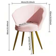 Conjunto de 1 sillón de terciopelo con respaldo de carcasa de terciopelo suave fabricado en terciopelo con patas de metal dorado para salón, dormitorio, tocador - Rosa - Ver 5