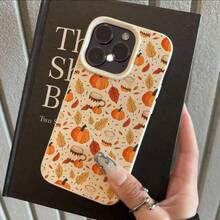 1pc TPU Material Autumn Pumpkin, Apple, Maple Leaf Pattern Phone Case, Compatible With Iphone/ Compatible With Samsung Waterproof Shockproof Anti-Fall Scratch Resistant - 白色 - 查看 3