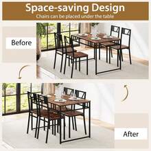 GOFLAME 5 Piece Dining Table Set, Industrial-Style Kitchen Table & 4 Chairs With Wood Like Tabletop & Metal Frame, Rectangular Table & Chair Set For Kitchen, Dining Room & Small Spaces - Brown - View 9