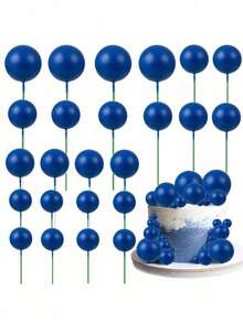 10/20/30/50/66/PCS-Gold Ball Cake Round Gold Cake Fans You Ball Cake Decoration Foam Cake Ball Decoration Balloon Cupcake Salute Ball Shape Cake Insert Plaque Suitable For Wedding Birthday Cake Decoration Supplies - Gold - View 9