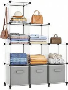 HOMIDEC Closet Organizers And Storage, 16 Cube Storage Organizer, Closet Organizer Bookshelf Cubes Shelves For Clothes, Bedroom, Kids Room, Bathroom, Wardrobe, Garment Racks, White - 透明的 - 查看 10