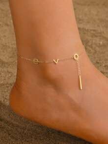 MONALLY 1 pièce Chaîne de cheville ronde de luxe et glamour plaquée or 18 carats pour femmes, bijou en acier inoxydable, cadeau pour les vacances d'été, les voyages, la plage, les fêtes - Bracelet de cheville - Voir 16