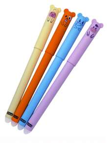 1/10 pezzi di penne cancellabili con motivi animali carini, di dimensioni medie, ricaricabili, lavabili, inchiostro blu/nero 0,5 mm, in plastica, per forniture per ufficio e scuola, regali per insegnanti, stile casual