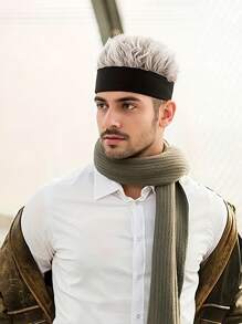 1pc Men's Personalized Knit Beanie Hat With Fake Hair, Fashionable Brimless Cap, Men's Party Cosplay Accessory