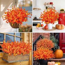 20 paquetes de flores artificiales para decoración al aire libre, plantas de plástico falsas resistentes a los rayos, arbustos de flores falsas para primavera, verano, jardín, porche, ventana, decoración del hogar, color mixto - Naranja Amarillo - Ver 6