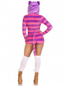Adult Mouse/Shark/Cat Costume For Women Halloween Rat/Shark/Cat Costume With Hood Women Hooded Zipper Jumpsuit Shorts Cartoon Animal Cosplay - 紫色 - 查看 7