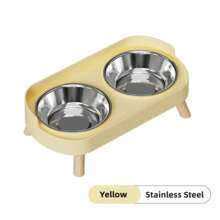 Elevated Stainless Steel/Plastic Pet Bowls Set With Stand, Dual Bowls For Small Dogs And Cats, With Splash Guard - Pet Feeder